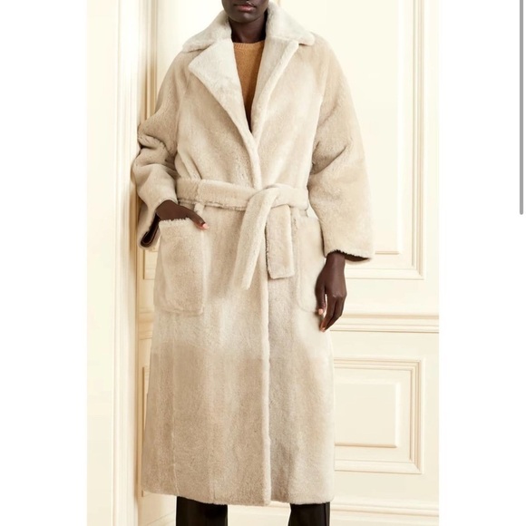 REMAIN BIRGER CHRISTENSEN Isabella Belted Lambskin Shearling Coat EU36 US4 NWT - Picture 2 of 16